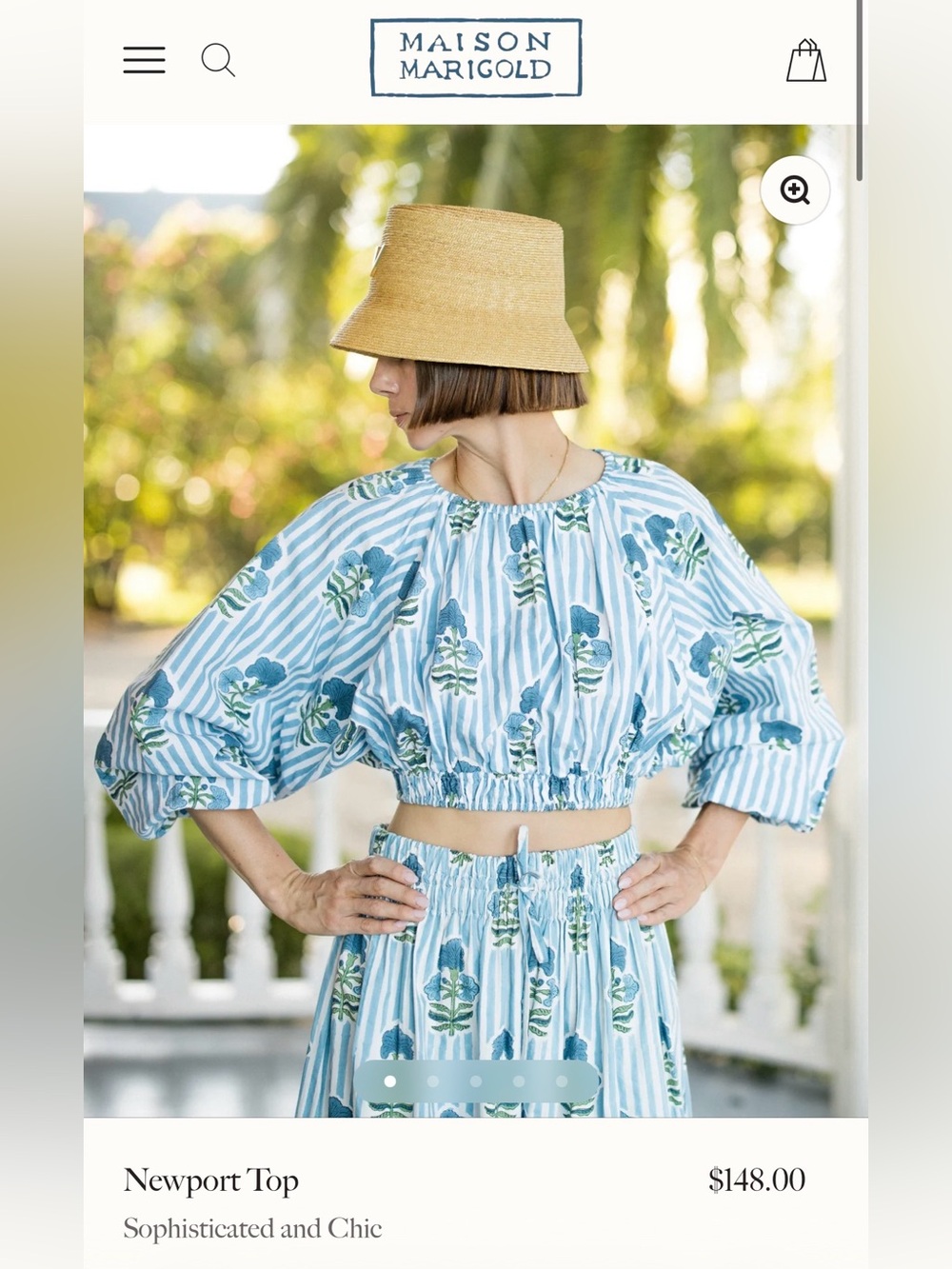 Newport Crop Top in Blue Floral Stripe